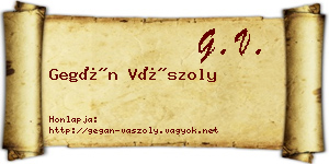 Gegán Vászoly névjegykártya
